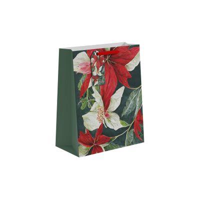 Red & White Poinsettia Gift Bag L - 33 x 26.5cm