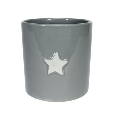 MOR Rose in Cylindrical Ceramic w/Embossed Star 10.5cm