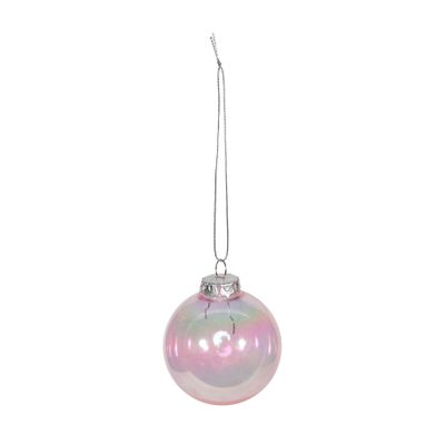 Box of 8  Baubles -  Iridescent Pink - 6cm
