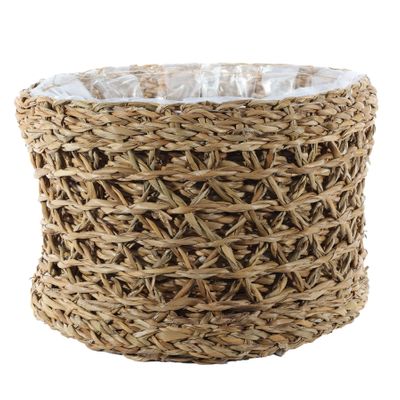 Round Natural Seagrass Basket - W/Liner - Large- H17x D27cm