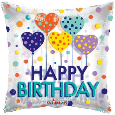 Birthday Hearts Clearview Balloon - 18 Inch