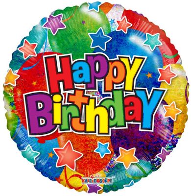 Happy Birthday Balloon Holographic - 18 Inch
