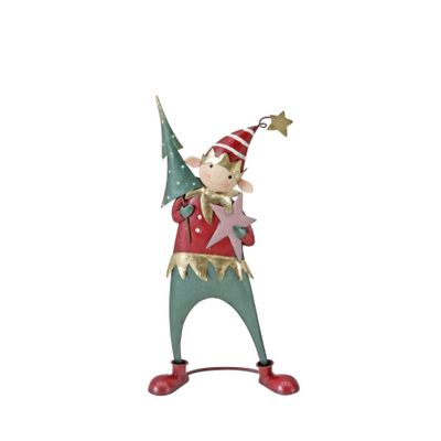 Christmas Metal Elf with Tree - 49cm