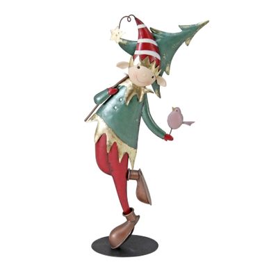 Christmas Metal Elf with Tree & Bird - 62cm