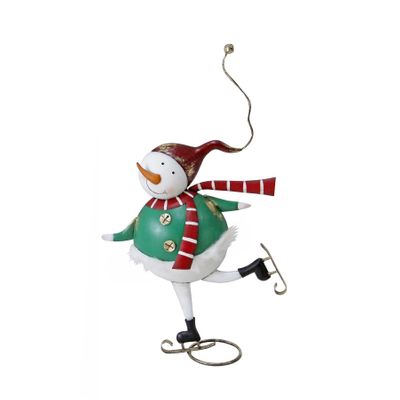 Christmas Metal Skating Snowman - 57cm