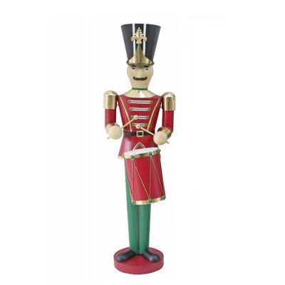 Christmas Metal Soldier Drumming - Green - 122cm