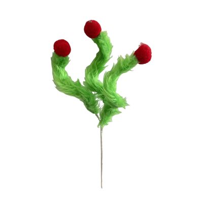I Stole Christmas Curly Fur Spray - Lime Green with Red Pom Pom - 40cm