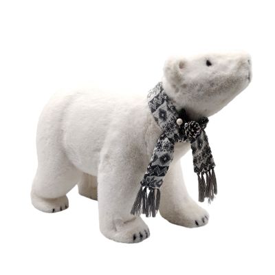 Polar Bear with Grey Christmas Scarf  - H50 x L65cm