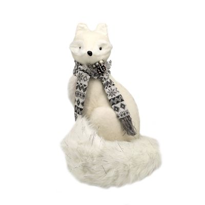 Arctic Fox with Christmas Scarf - H56cm