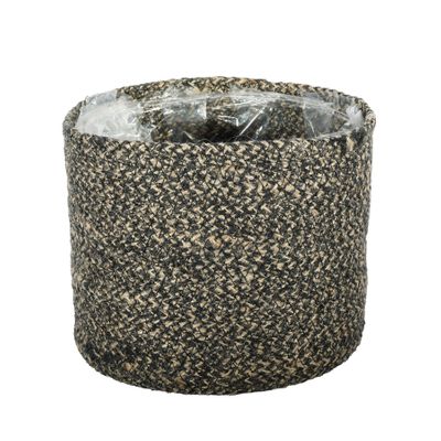 Jute Braided Rope Basket with Liner ( Natural & Black ) - Dia19 x H16cm