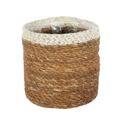 Hogla Basket With liner ( Natural & Silver - Dia16 x H16cm