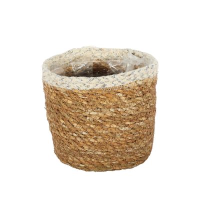 Hogla Basket With liner ( Natural & Silver - Dia12 x H12cm