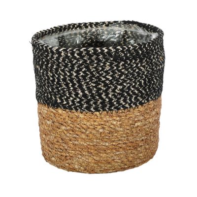 Seagrass Basket with Liner ( Natural & Black ) Dia16 x 16cm