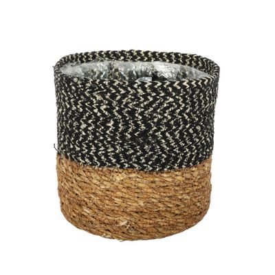 Seagrass Basket with Liner ( Natural & Black ) Dia14 x H14cm