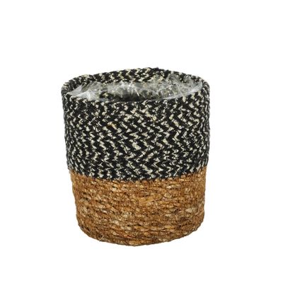 Seagrass Basket with Liner ( Natural & Black ) Dia12 x 12cm
