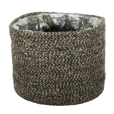 Jute Braided Rope Basket with Liner ( Natural & Black ) - Dia25 x H20cm
