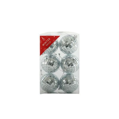 Silver Disco Baubles (6cm) (6 Pieces)