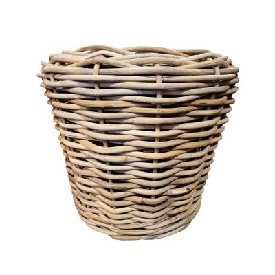 Drypot Rattan Basket on Wheels - Grey - Dia 68cm x H61cm                        
