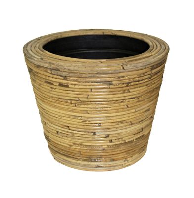 Drypot Stripe Rattan - Grey - Dia35cm x H30cm