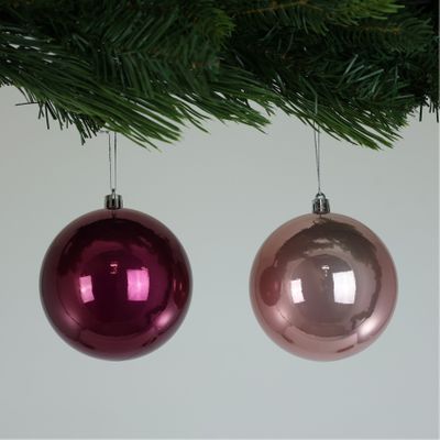 Pearlised Pink Baubles (10cm) (4 Pieces)