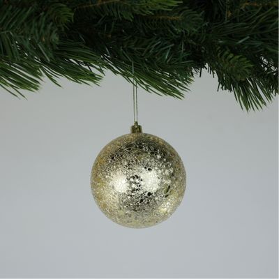 Crackle Gold Baubles (10cm) (4 Pieces)