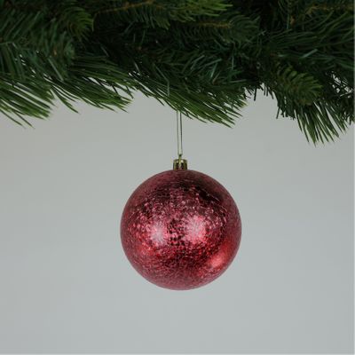 Crackle Red Baubles (10cm) (4 Pieces)