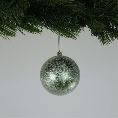Crackle Green Baubles (10cm) (4 Pieces)