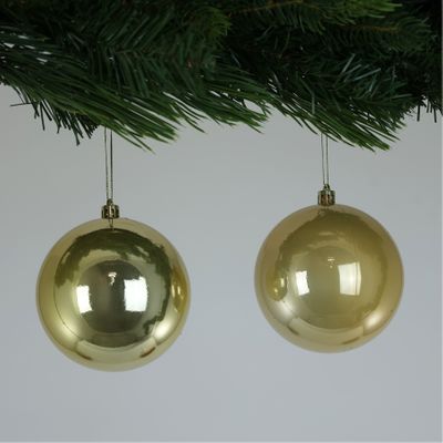 Pearlised Cream / Gold Baubles (10cm) (4 Pieces)
