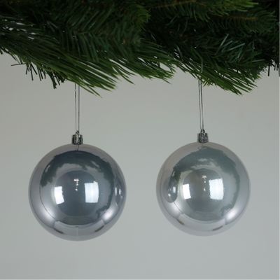 Pearlised Silver Baubles (10cm) (4 Pieces)
