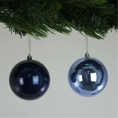 Pearlised Blue Baubles (10cm) (4 Pieces)