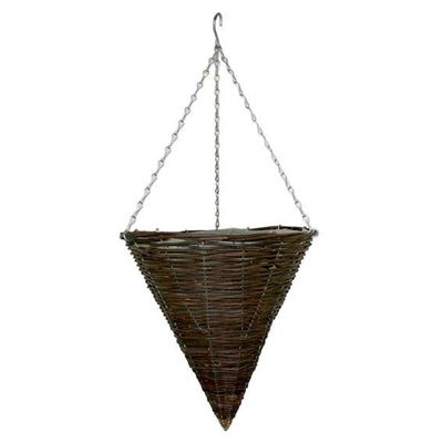 14"  Black Rattan Cone H/Bsk (24)