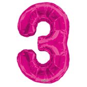 Magenta 3 Number Balloon (34 Inch)