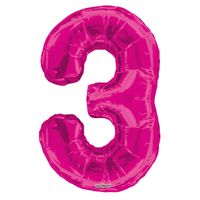 Magenta 3 Number Balloon (34 Inch)