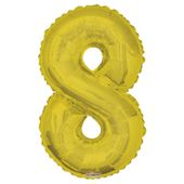 Gold 8 Number Balloon