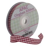 Burgundy Gingham Ribbon (15mm x 20m)