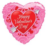 Happy Valentines Day Heart with Arrow Clear View (18inch)