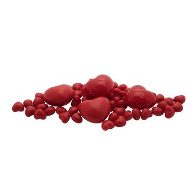 Assorted Red Plastic Hearts in Jar