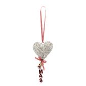 Wicker Heart with XMAS & Bells (14x16cm)