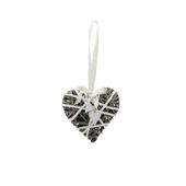 Wicker Heart with Wooden Hearts (19x19cm)