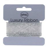 White Snowflakes with Silver Glitter Ribbon (30mm x 2m )