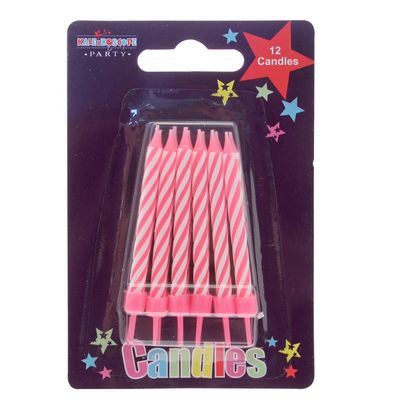 Pink Stripe Party Candle