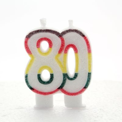 80 Double Age Candles Multicoloured 