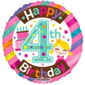 4th Birthday Girl Balloon (18 Inch)