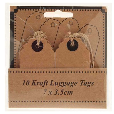 Kraft Luggage Tags (x10) (7x3.5cm)