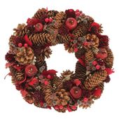 Natural / Red  Xmas Wreath (36cm)