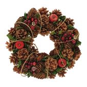 Natural/Green/Red  Xmas Wreath (36cm)