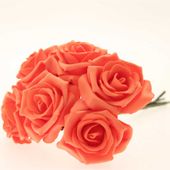 Georgia Foam Rose - Orange (5.5cm) 6 stems