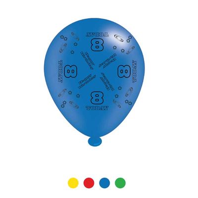 Age 8 Unisex Birthday Latex Balloons (6 pks of 8 balloons)