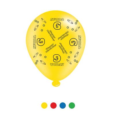 Age 9 Unisex Birthday Latex Balloons (6 pks of 8 balloons)