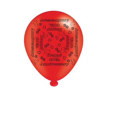 40th Anniversary Latex Balloons (6 pks of 8 balloons)